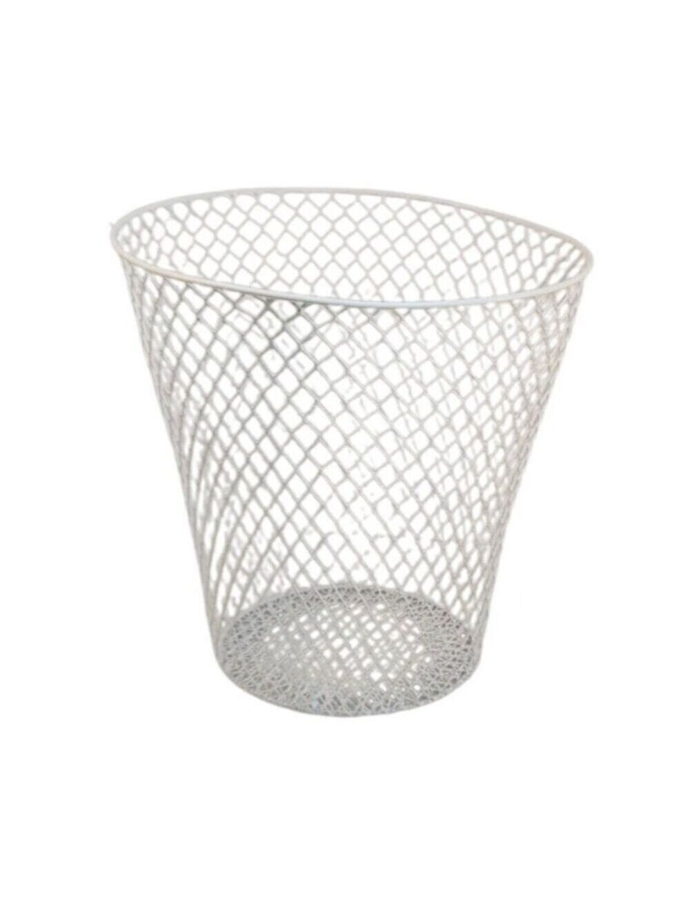 White Wire Mesh Basket 9x9 inch Garden Storage Plant Cover, Small Waste Basket